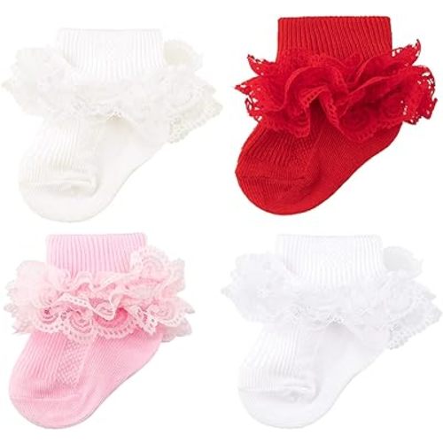 Baby Girls Socks Eyelet Ruffle Frilly Lace Summer Thin Dress Socks for Newborn Infant Toddler Kids