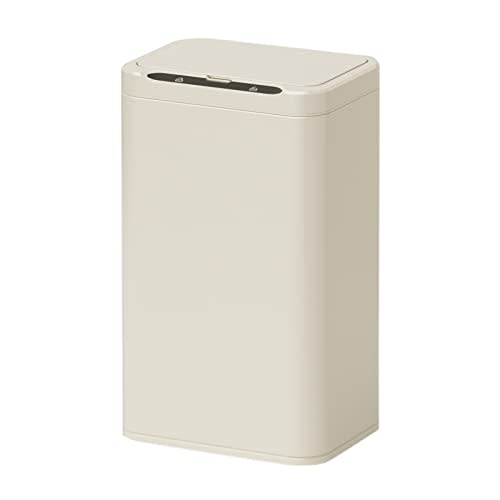 ELPHECO Stainless Steel Office Trash Can 6.6 Gallon Motion Sensor Garbage Bin Rectangular Automatic Touch Free Waste Bin for Hotel and Living Room(Cream Beige), 3AA