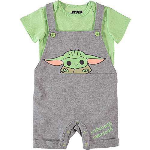 STAR WARS Baby Boys Newborn Infant Baby Yoda Shortall Romper and Tshirt Set