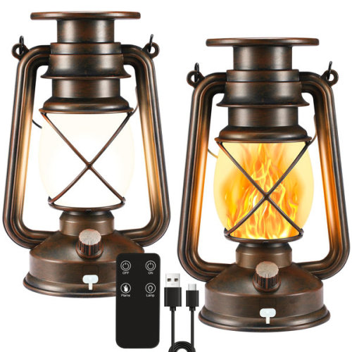 Hanging Solar Lights Flickering Flame LED Vintage Lantern