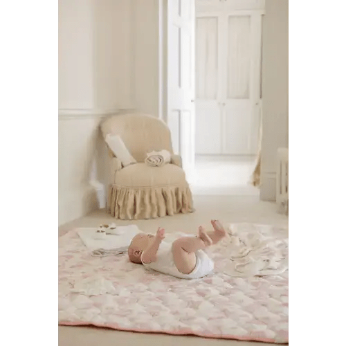 Spring Toile Pink Quilted Playmat - Organic Cotton Baby Playmat – The Gilded Bird US