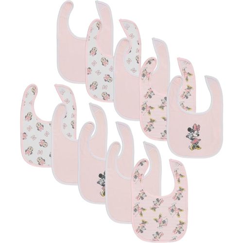 Disney 10-Pack Mickey Mouse Baby Bibs – Ten Soft, Absorbent, and Adjustable Cotton Bibs for Mess Free Meals