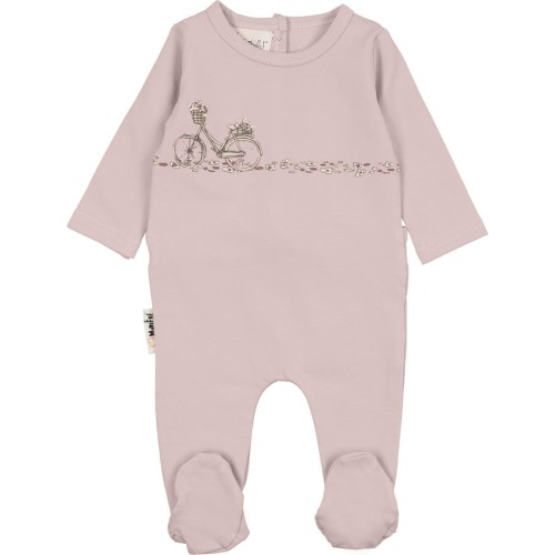 Baby Flower Bike Footie, 3M, Mauve