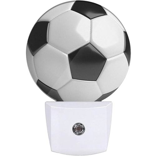 EKOBLA Soccer Night Light American Football Ball Black and White Sports Design Night Lights Plug into Wall Dusk to Dawn Sensor Home Decor for Boys Room Men Cave, LED 0.5W Sleep Friendly