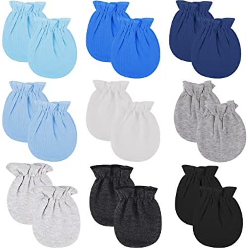 9 Pairs Newborn Baby Mittens Cotton Mittens for Infant Toddler No Scratch Baby Gloves Mittens for 0-6 Months Baby(9 Colors)