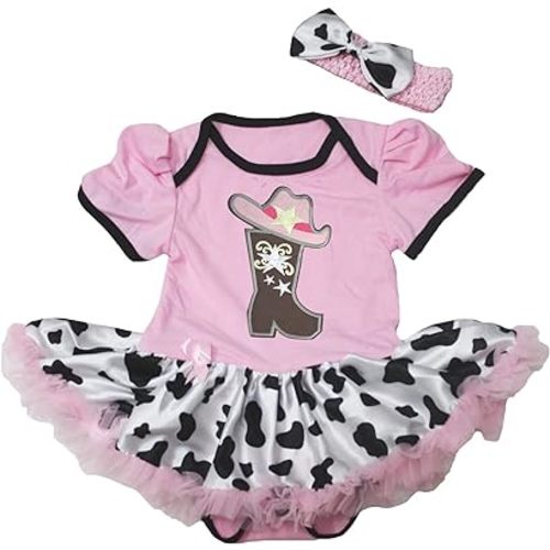 Petitebella Cowgirl Boot and Hat Baby Dress Nb-18m