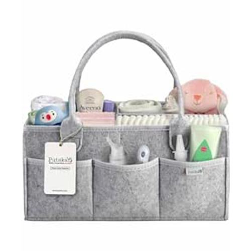 PUTSKA Baby Diaper Caddy Organizer Nursery Basket - A Baby Basket Gift Registry For Baby Shower List. This Is A Baby Must Haves Essentials. Neutral Baby Stuff For Newborn Boy Nursery Decor Or Girl - A Diaper Caddy Alone