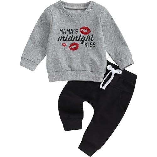 My First New Years Baby Boy Girl Outfit Letter Sweatshirt Romper Onesie Baby New Years Eve Clothes Outfit - B-gray Suit - 6-12 Months