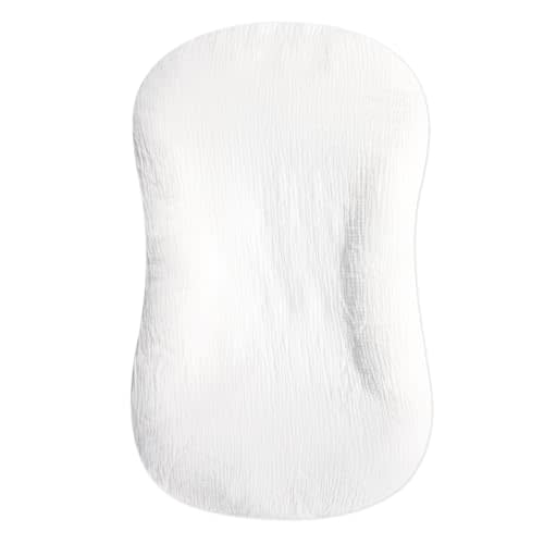 Hooyax Muslin Baby Lounger Cover Soft Organic Cotton Slipcover Fits Newborn Lounger for Baby Boys and Girls (White)