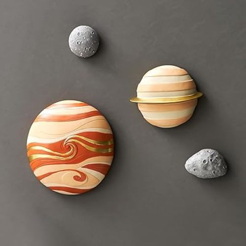 4Pcs Outer Space Planets Wall Decor Cute Wall Sculptures Astronauts Galaxy Space Nursery Decor, 3D Wall Decor Outer Space Theme Bedroom Wall Decor for Kids Room Boys Room Wall Decor Christmas Gift