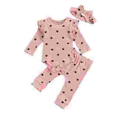 Okbabeha Newborn Baby Girl Clothes Fall Winter Outfit 0 3 6 9 12 18Months Ruffle Long Sleeve Ribbed Romper+Pants+Headband Set