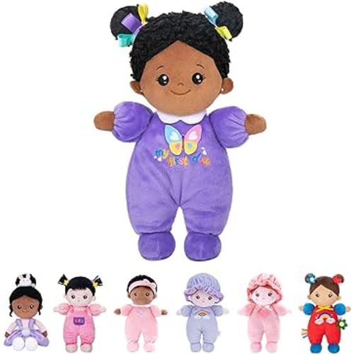 OUOZZZ 10" Soft Baby Doll for Girls - First Baby Doll Plush Rag Doll Sleeping Cuddle Buddy Purple Doll Toy for Kids
