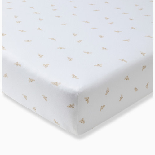 Organic Cotton Jersey Fitted Crib Sheet - Tan Bee
