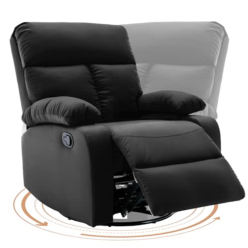 hzlagm Swivel Rocker Recliner, Rocking Recliners Chair for Small Spaces, Small Rocker Recliner Chair, Nursery Rocking Chairs for Living Room, RV, Nursery, Black