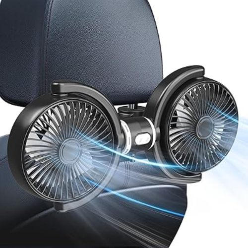 Trustnice USB Car Fan for Backseat for Kids, Dual Head Car Seat Fan Independently Controlled 360° Rotatable Powerful 3-Speed Vehicle rear headrest Air Circulation Cooling Fans for SUV Truck Sedan