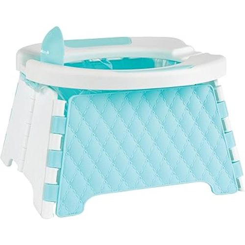 Jool Baby Portable Potty Training Chair with Travel Bag and 30 Liners, Foldable, Indoor/Outdoor Use, Camping (Aqua)