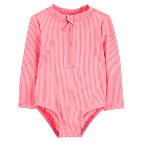 Carter's Child of Mine Baby Girl Long- Sleeve Rash Guard Swimsuit, One-Piece, Sizes 0/3-18M