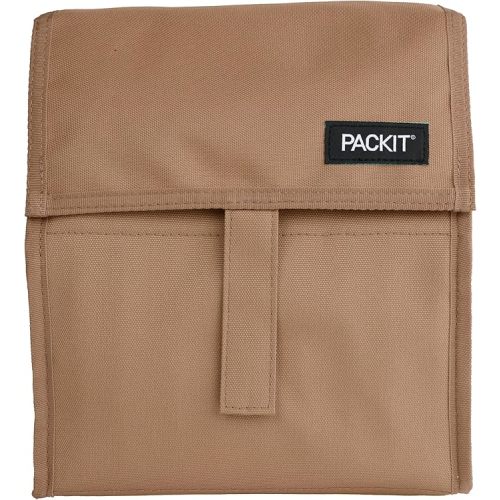 PackIt® Freezable Lunch Bag, Almond, Built with ECOFREEZE® Technology, Foldable, Reusable, Zip and Fold Closure with Buckle Handle, Designed for Work Lunches and Fresh Lunch On the Go
