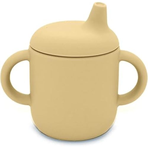 nouka Non-Spill Sippy Cup | 100% Food-Grade Silicone | Easy Grip Double Handles | Non-Slip & Soft | Dishwasher Friendly | Butter | Size 6 Oz