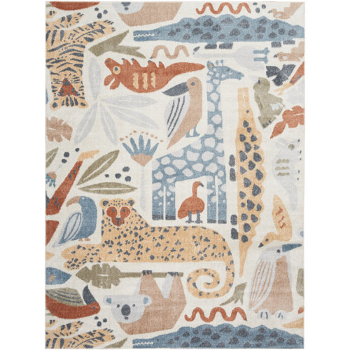 Astra Machine Washable Animals Ivory Rug