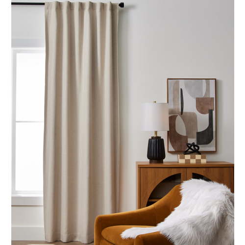 Better Homes & Gardens 100% Blackout Linen Blend Single Curtain, 50x108, Papyrus Beige