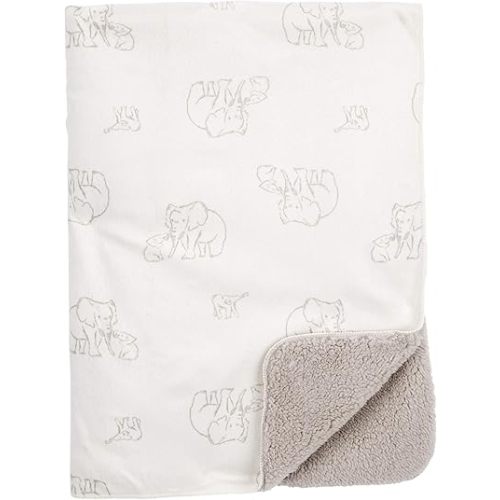 Carter's Baby Cozy-Lined Plush Blanket (White/Grey)