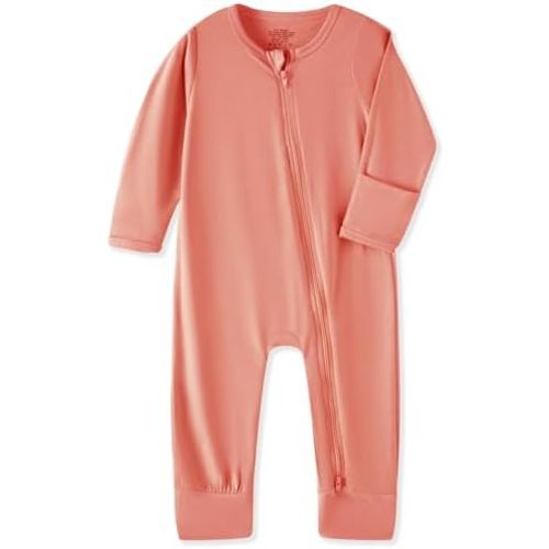 Rayon from Bamboo Baby Pajamas, Baby Sleeper with Mitten Cuffs and 2 Way Zipper, Rompers for Baby Boy Girls 0-24 Months