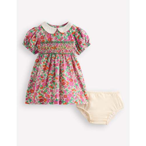Traditional Smock Dress-Pink Apple Blossom