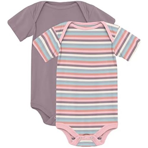 KicKee Pants Short Sleeve One-Piece Set of 2, Super Soft Viscose Baby Clothes, Boys and Girls Bodysuit