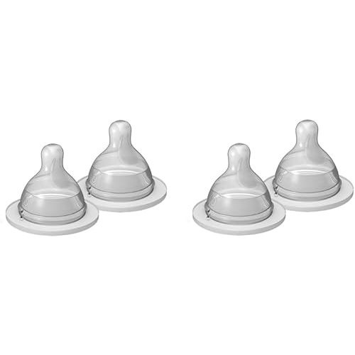 MAM Bottle Nipples Extra Slow Flow Nipple Size 0, for Newborn Babies and Older, SkinSoft Silicone Nipples for Baby Bottles, Fits All MAM Bottles, 4 Count (Pack of 1)