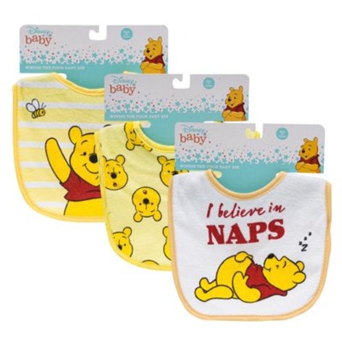 Disney Winnie the Pooh Baby Feeding Bibs, Yellow, 3 Pack