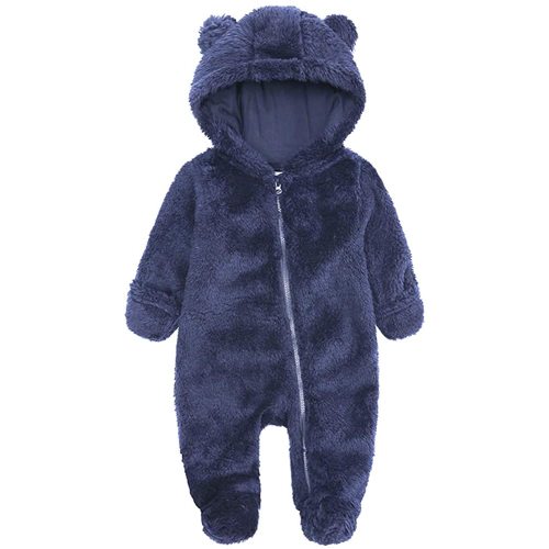 Newborn Baby Jumpsuit Hooded Fleece Rompers Long Sleeve Onesies Outwear Outfits