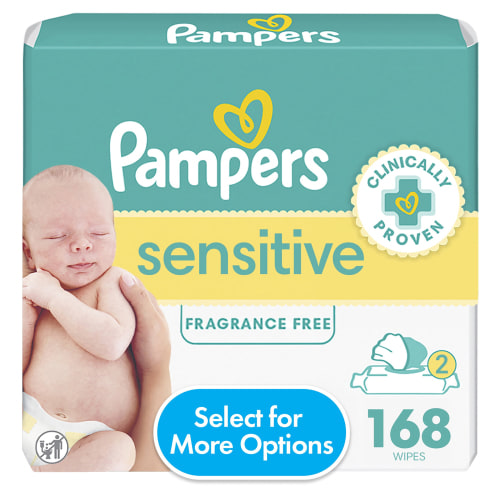 Pampers Sensitive Baby Wipes Unscented, 2 Pack, 168 Total Count (Select for More Options)