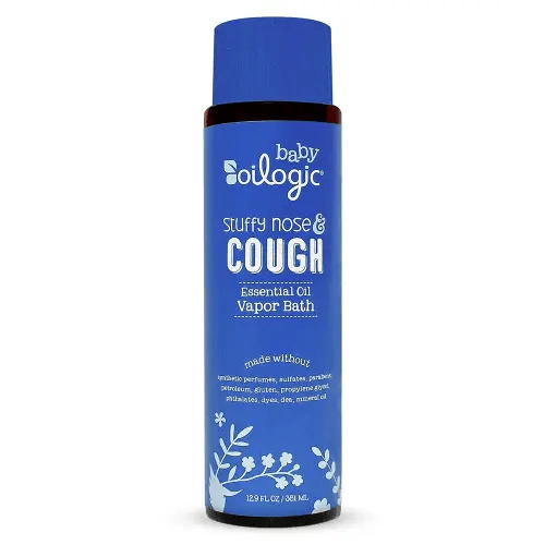 Oilogic Stuffy Nose & Cough Essential Oil Vapor Bath for Babies & Toddlers - Gentle Baby Bath Essentials – Pediatrician-Tested & Safe for Babies, 12.9 Fl Oz