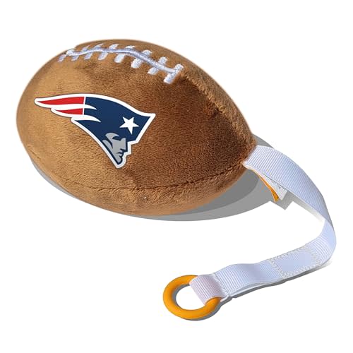 New England Patriots Plush Football Pacifier Holder by Smilo - Officially Licensed NFL Soother Holder - Soft Plush Toy and Dummy Holder - Fits Any Pacifier - Stroller Accessory & Newborn Essential
