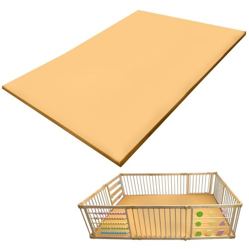Zety Compatible Baby Play Mat - PU Leather Baby Playpen Mat - Waterproof Baby Play Mats for Floor - 1.5" Thick High Density Foam Play Mat (Colored, 8-Panel) (Beige, 10-Panel)