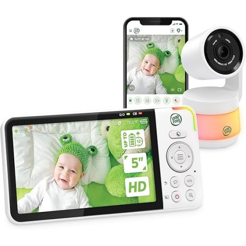 LeapFrog LF925HD Baby Monitor with Camera and Audio,1080p WiFi Remote Access Baby Monitor, 360° Pan & Tilt Camera, 8X Zoom, 5” 720p HD Display, Color Night Light &Vision, Two-Way Talk