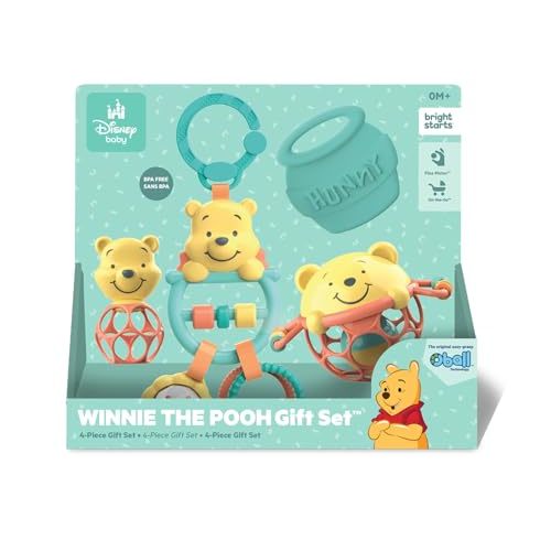 Disney Baby Winnie The Pooh Silly Ole Bundle Gift Set by Bright Starts, 5 Toys Included for Newborns & Up