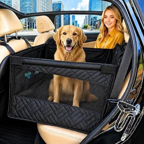 Dog Car Seat for Medium & Large Dogs, Waterproof 600D Oxford Fabric, Non-Slip Hard Bottom Half Back Seat Extender, Pet Car Seat Cover for Cars SUV Truck