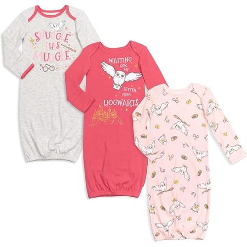 Harry Potter Hedwig Owl Baby Girls 3 Pack Sleeper Gown Newborn to Infant