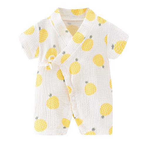 PAUBOLI Baby Kimono Robe Newborn Cotton Yarn Bodysuit Romper Infant Japanese Pajamas 0-24 Months