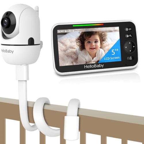 HelloBaby Baby Monitor No WiFi with Mount, 5'' IPS Screen and 30-Hour Battery Life with VOX Mode, Baby Monitor with Camera and Audio, Portable Travel Hello Baby Monitor with Flexible Mount