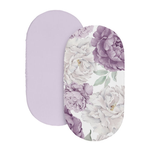 Peony Floral Garden Lavender Purple and Ivory 2 Pack Baby Bassinet Fitted Sheets Sweet Jojo Designs