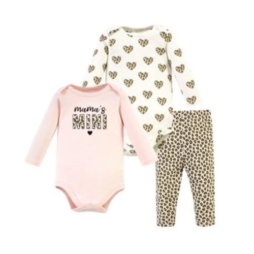 Baby Girls Hudson Cotton Bodysuit and Pant Set, Leopard Hearts Long Sleeve, 3-6 Months