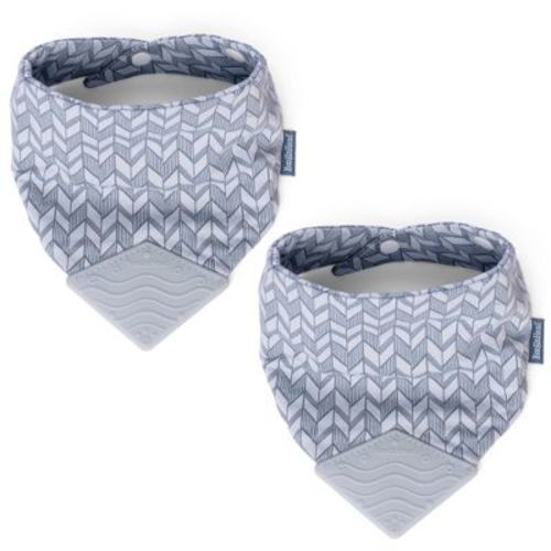 Booginhead 2pk Teether Bib - Blue Feather