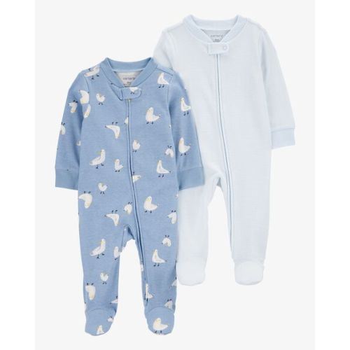 Baby 2-Pack Seagull Striped 2-Way Zip Cotton Sleep & Play Pajamas - Blue - Carter's | Carter's