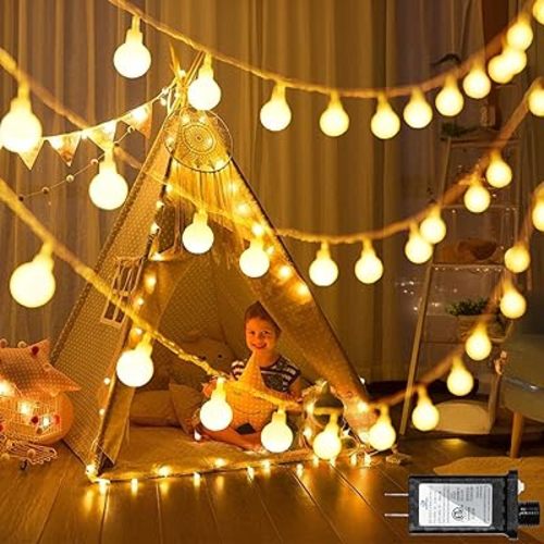 Globe String Lights Indoor, 40ft 120 LED Fairy String Lights for Room Decor, Plug in 8 Modes Classroom Decor Lights, Kids Tent Bedroom Yard Party Wedding Decorations, Gifts for Boys Girls Warm White