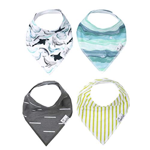 Copper Pearl Baby Bandana Bibs - 4 Pack Soft Cotton Baby Bibs for Drooling and Teething, Absorbent Drool Bibs for Baby Girl and Boy, Adjustable to Fit Newborns to Toddlers, Tons of Styles (Kai)