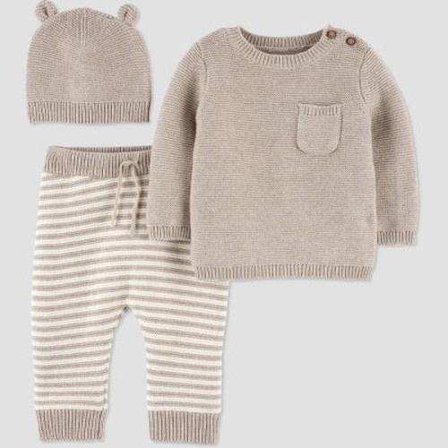 Carter's Just One You® Baby 3pc Sweater Top & Bottom Set - Heather Oatmeal, Size: 6M