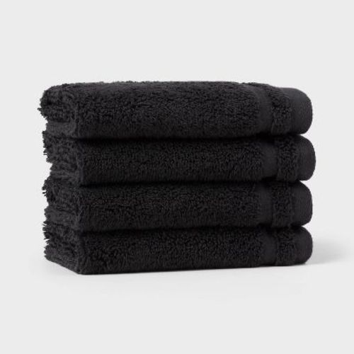 4pk Total Fresh Antimicrobial Washcloth Set Black - Threshold™